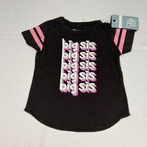 Big Sis Graphic Toddler T-Shirt Size 3 By Chaser Brown ‎ & Pink NWT